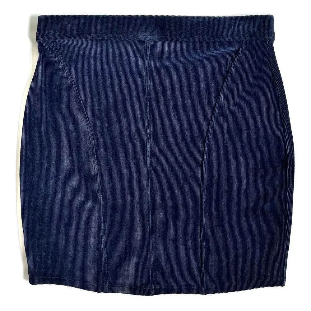 Alo Yoga Corduroy Stretch Mini Skirt Women’s Size Small Navy Blue Plush Comfy